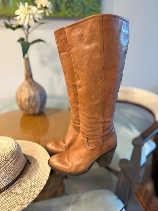 Cartier Shoes - Festival Boho Cartier Cognac Leather Knee-High Heeled Boots